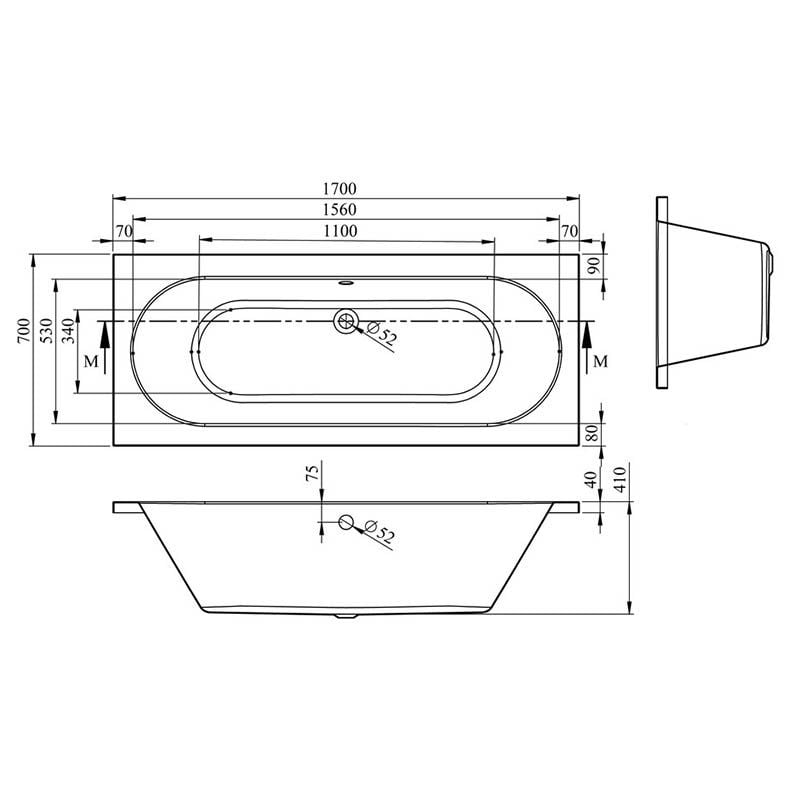 Opulent Sinatra Round Double End 1700x700x550mm Bath with Legs (OBC105643)