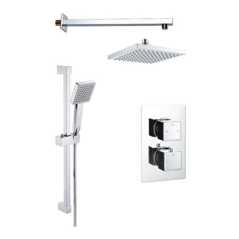 Opulent Square Concealed Valve Head and Arm Shower Pack - Chrome (OBC108088)