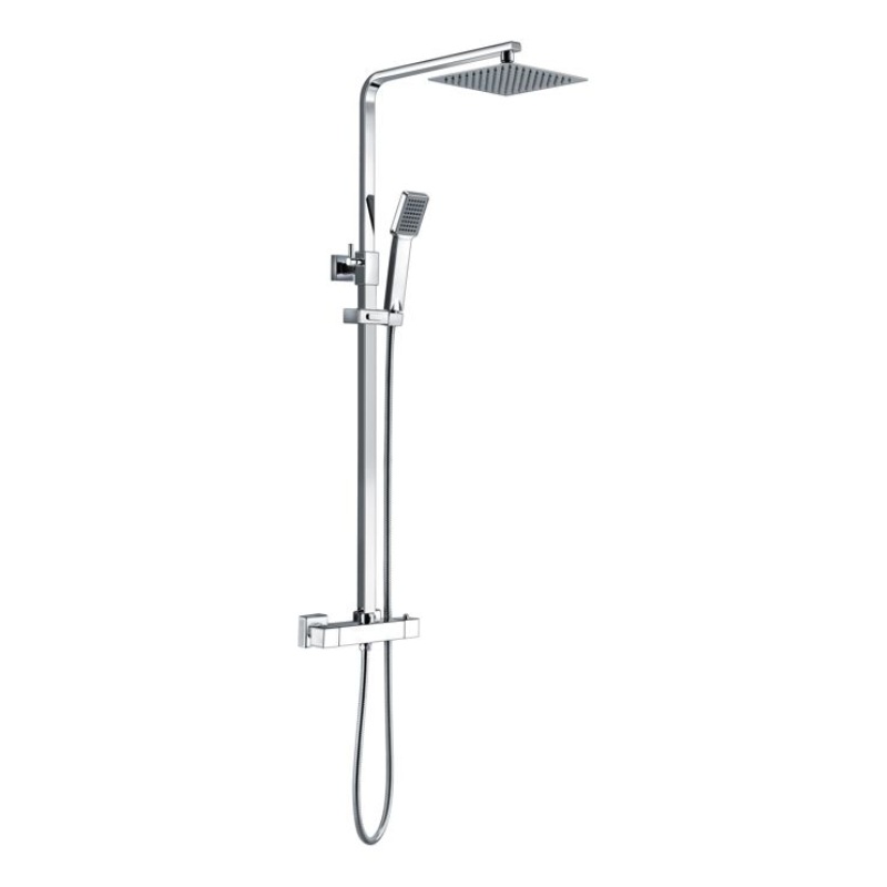 Opulent Square Thermostatic Bar Mixer with Riser Kit - Chrome (OBC111608)