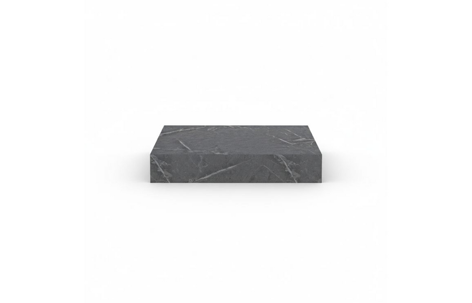 Opulent Stutely 600mm Wall Hung Grey Marble Basin Shelf and Black Bottle Trap (OBC106944)