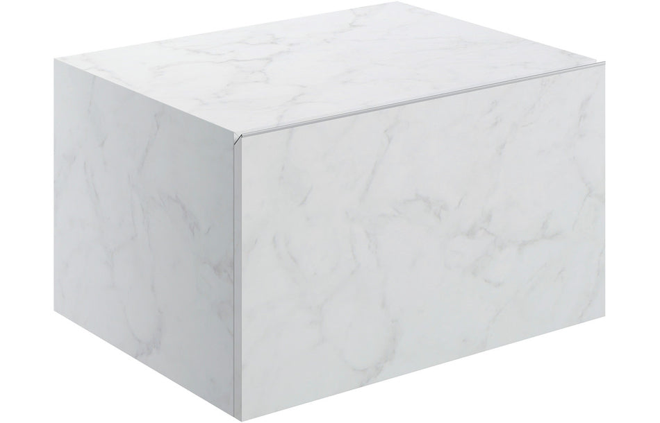 Opulent Stutely 600mm Wall Hung Storage Drawer - White Marble (OBC106965)