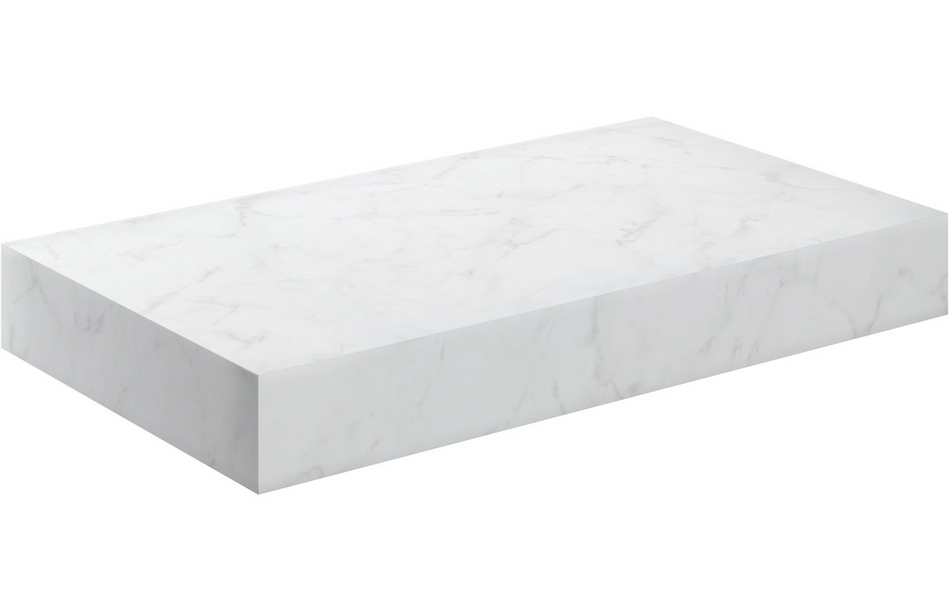 Opulent Stutely 800mm Wall Hung White Marble Basin Shelf and Chrome Bottle Trap (OBC106961)