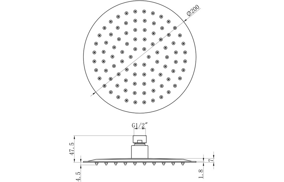 Opulent Sully 200mm Round Ultraslim Showerhead - Chrome (OBC105861)