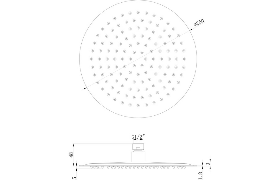 Opulent Sully 250mm Round Ultraslim Showerhead - Chrome (OBC105862)
