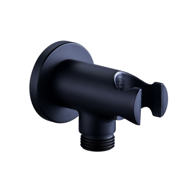 Opulent Sully Round Handset Wall Bracket with Wall Outlet - Matt Black (OBC116241)