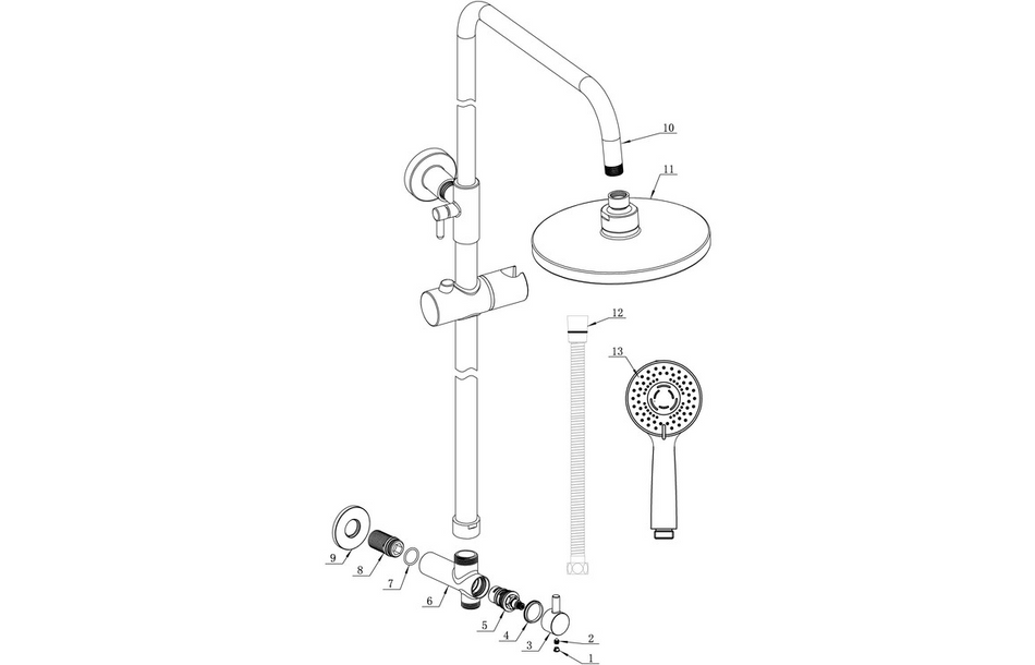 Opulent Sully Round Shower Kit with Overhead and Handset (OBC105588)