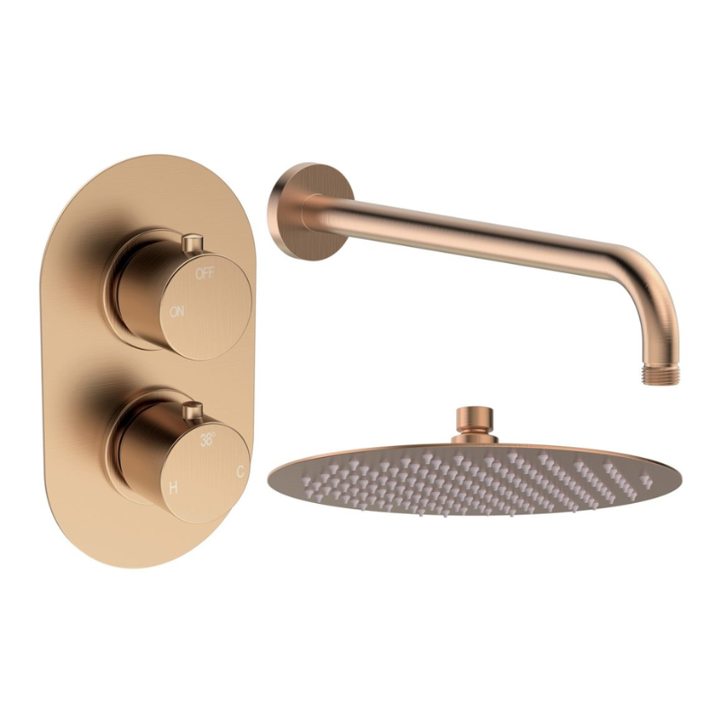 Opulent Sully Round Shower Valve and Kit Pack 1 - Brushed Bronze (OBC111582)