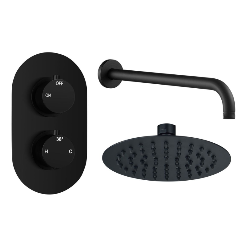 Opulent Sully Round Shower Valve and Kit Pack 1 - Matt Black (OBC111580)