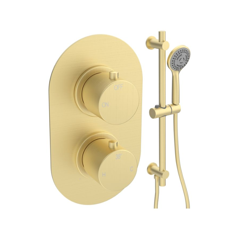 Opulent Sully Round Shower Valve and Kit Pack 2 - Brushed Brass (OBC111585)