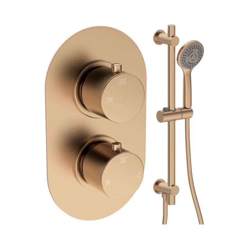 Opulent Sully Round Shower Valve and Kit Pack 2 - Brushed Bronze (OBC111586)