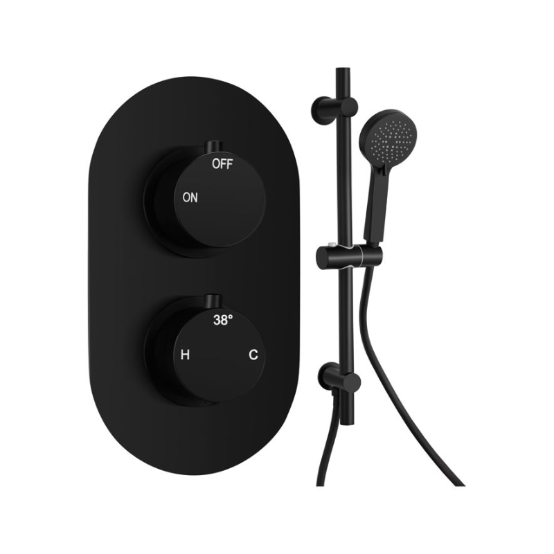 Opulent Sully Round Shower Valve and Kit Pack 2 - Matt Black (OBC111584)