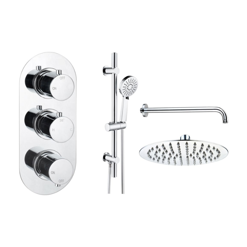 Opulent Sully Round Shower Valve and Kit Pack 3 - Chrome (OBC111587)
