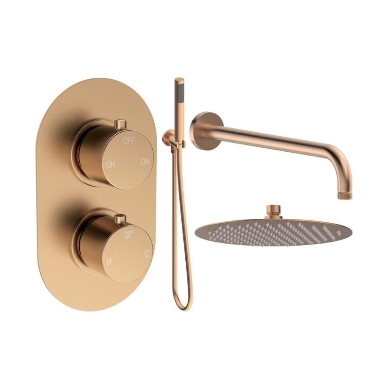 Opulent Sully Round Shower Valve and Kit Pack 4 - Brushed Bronze (OBC116250)