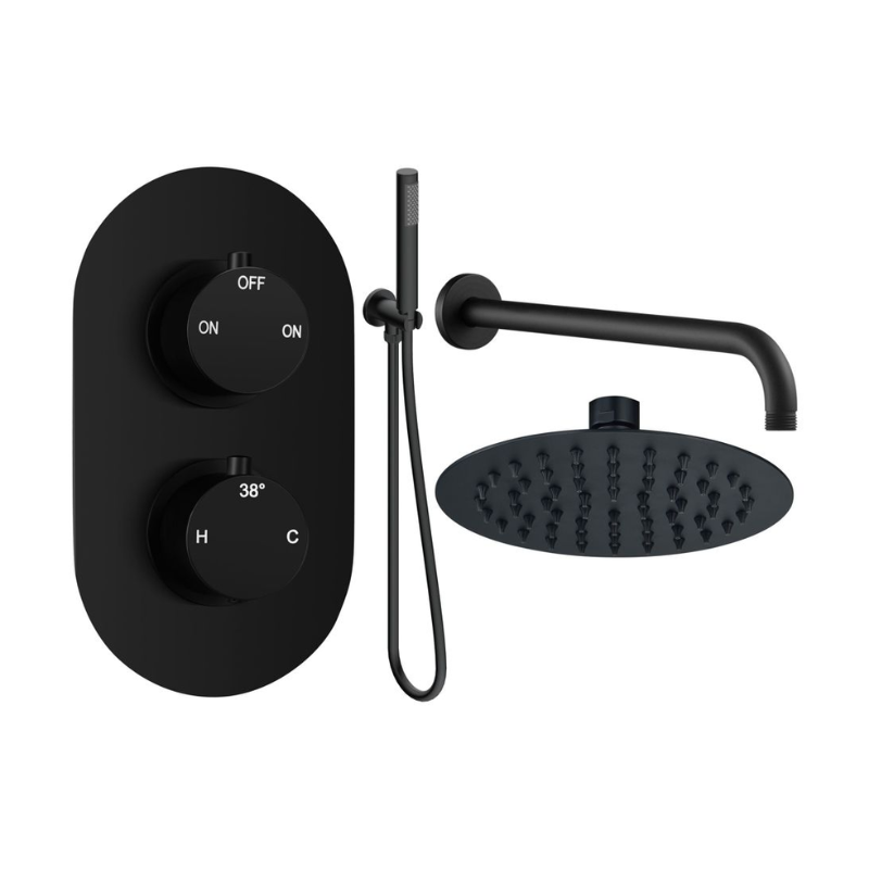 Opulent Sully Round Shower Valve and Kit Pack 4 - Matt Black (OBC116246)