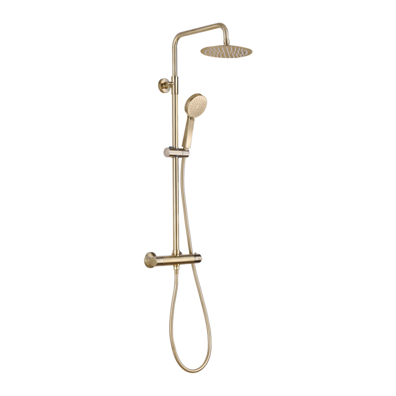Opulent Sully Round Thermostatic Bar Mixer with Riser Kit - Brushed Brass (OBC105888)