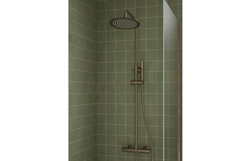 Opulent Sully Round Thermostatic Bar Mixer with Riser Kit - Brushed Bronze (OBC108999)