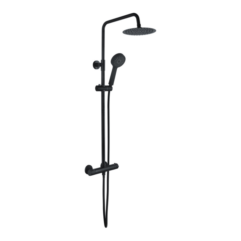 Opulent Sully Round Thermostatic Bar Mixer with Riser Kit - Matt Black (OBC105887)