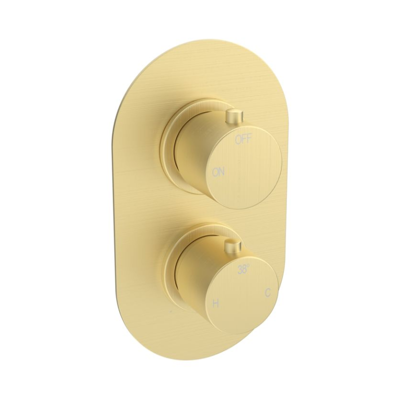 Opulent Sully Thermostatic Single Outlet Twin Shower Valve - Brushed Brass (OBC111559)