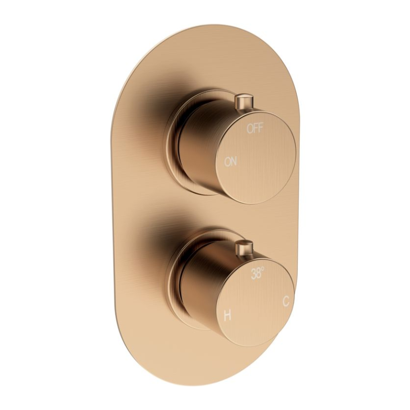 Opulent Sully Thermostatic Single Outlet Twin Shower Valve - Brushed Bronze (OBC111562)