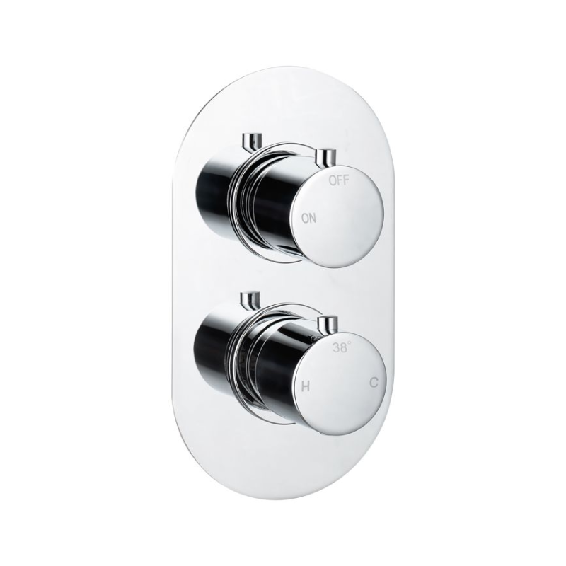 Opulent Sully Thermostatic Single Outlet Twin Shower Valve - Chrome (OBC105836)