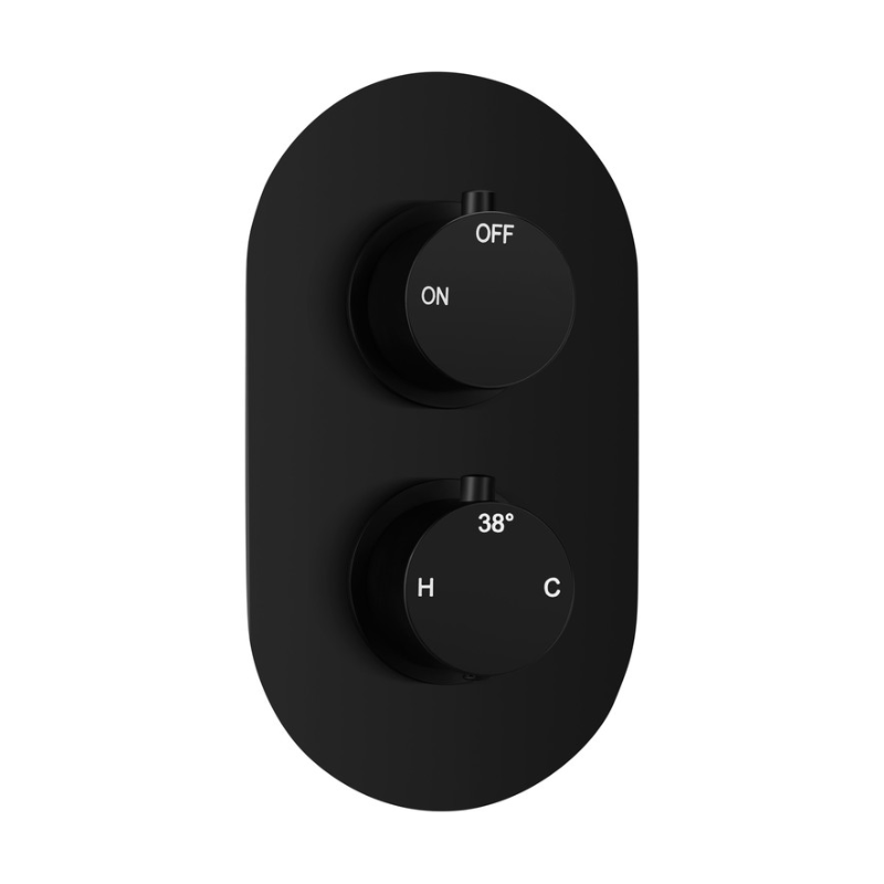 Opulent Sully Thermostatic Single Outlet Twin Shower Valve - Matt Black (OBC106795)