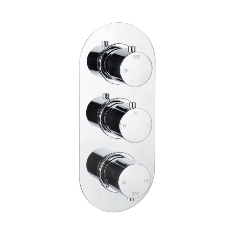 Opulent Sully Thermostatic Three Outlet Triple Shower Valve - Chrome (OBC105843)