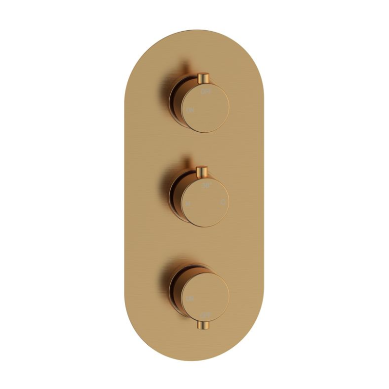Opulent Sully Thermostatic Two Outlet Triple Shower Valve - Brushed Bronze (OBC116240)