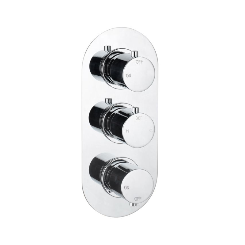 Opulent Sully Thermostatic Two Outlet Triple Shower Valve - Chrome (OBC105842)