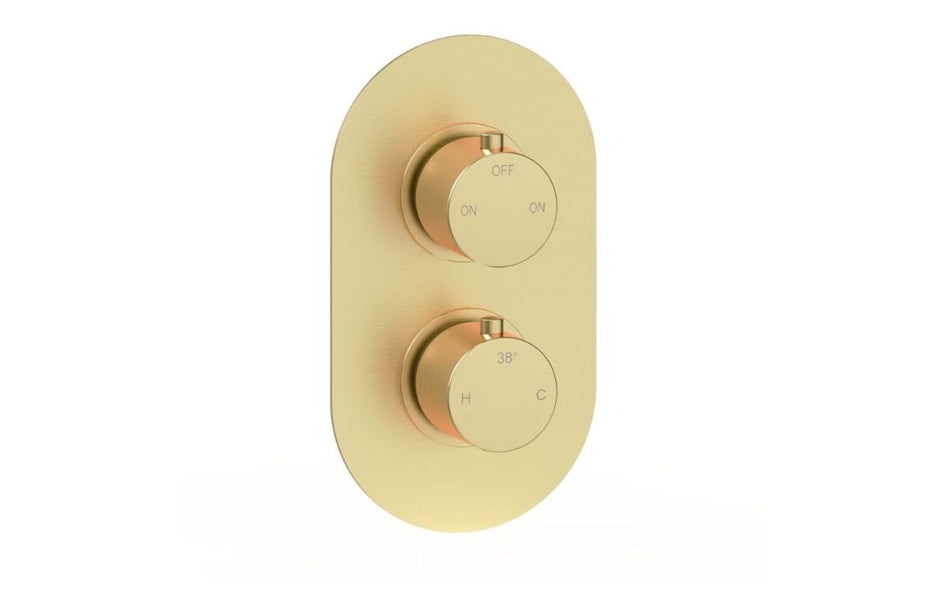 Opulent Sully Thermostatic Two Outlet Twin Shower Valve - Brushed Brass (OBC111560)