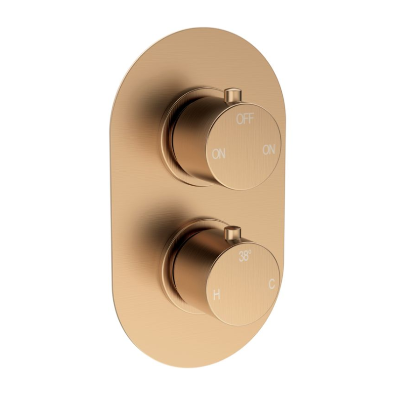 Opulent Sully Thermostatic Two Outlet Twin Shower Valve - Brushed Bronze (OBC111563)