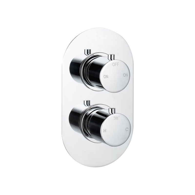 Opulent Sully Thermostatic Two Outlet Twin Shower Valve - Chrome (OBC105837)