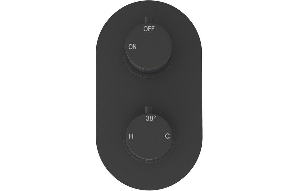Opulent Sully Thermostatic Two Outlet Twin Shower Valve - Matt Black (OBC106796)