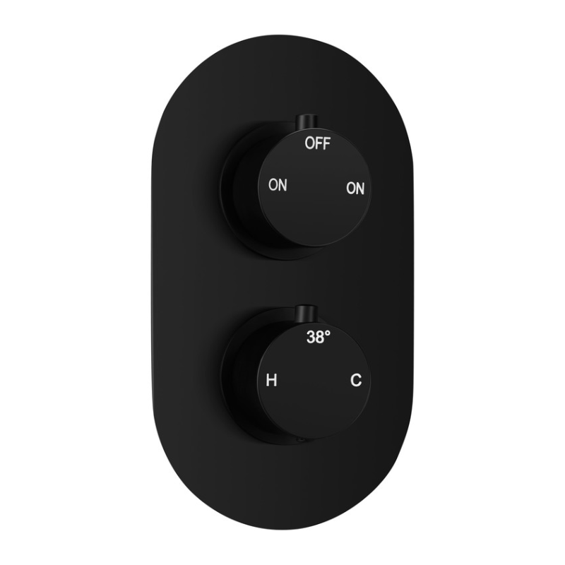 Opulent Sully Thermostatic Two Outlet Twin Shower Valve - Matt Black (OBC106796)