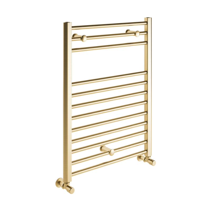 Opulent Sunne Straight Ladder Radiator - 500x800x30mm - Brushed Brass (OBC108790)