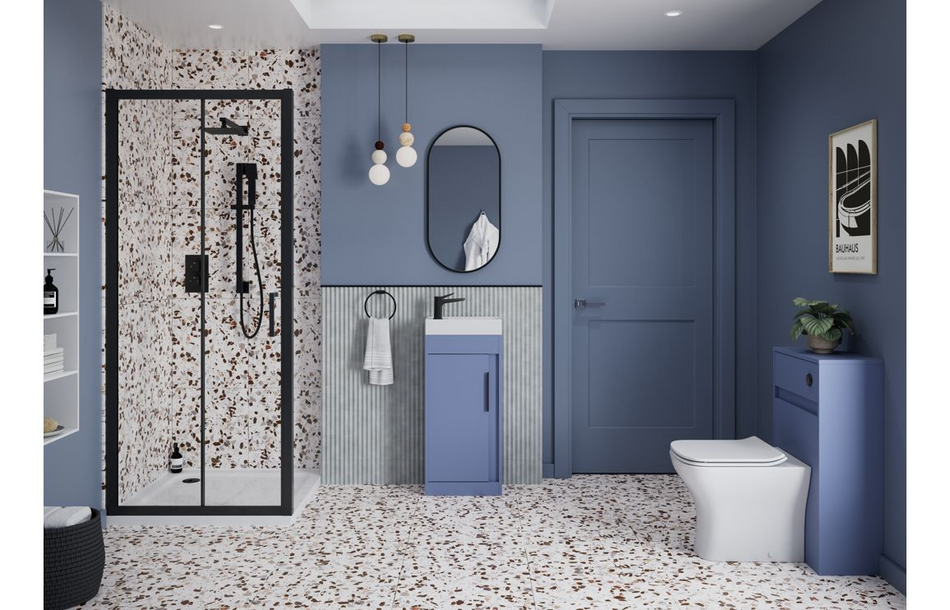 Opulent Tintagel 410mm Floor Standing Unit and Basin - Matt Misty Blue (OBC116044)