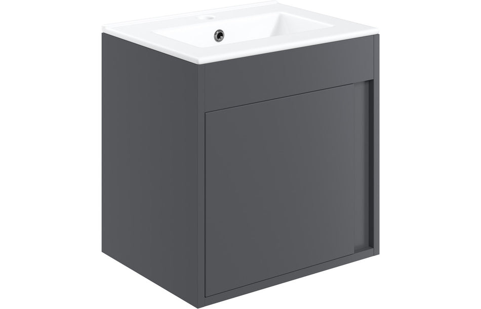 Opulent Tintagel 510mm Wall Hung Unit and Basin - Matt Graphite Grey (OBC105322)
