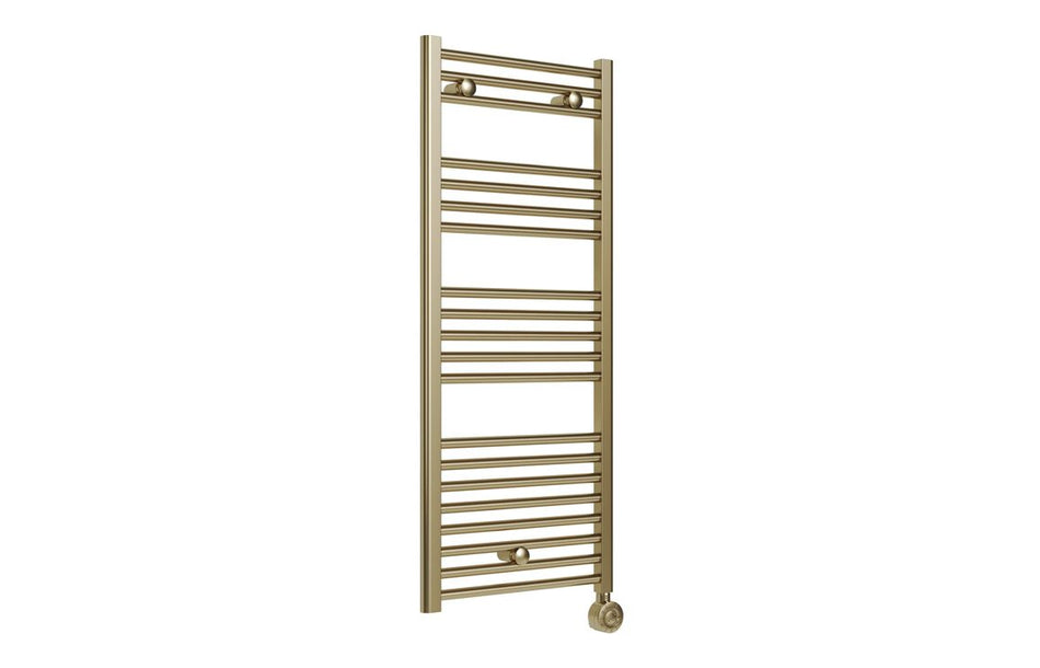 Opulent Tivor Electric Straight Ladder Radiator (500x1200x50mm) - Brushed Brass (OBC117243)