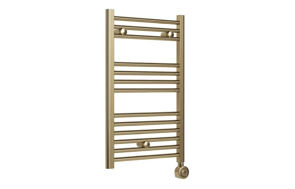 Opulent Tivor Electric Straight Ladder Radiator (500x800x50mm) - Brushed Brass (OBC117242)