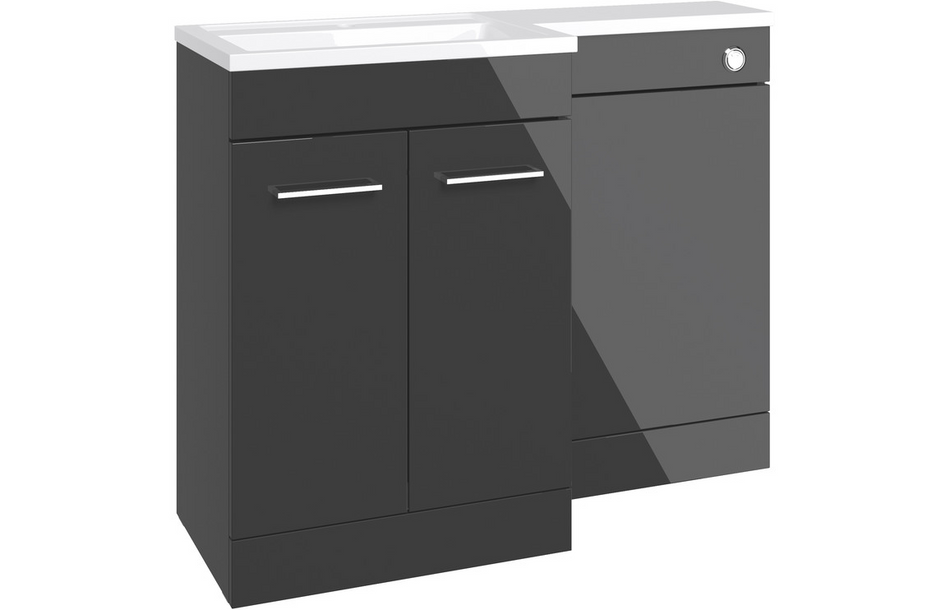 Opulent Vanessa 1000mm Floor Standing L-Shape Pack and Basin (LH) - Anthracite Gloss (OBC111681)
