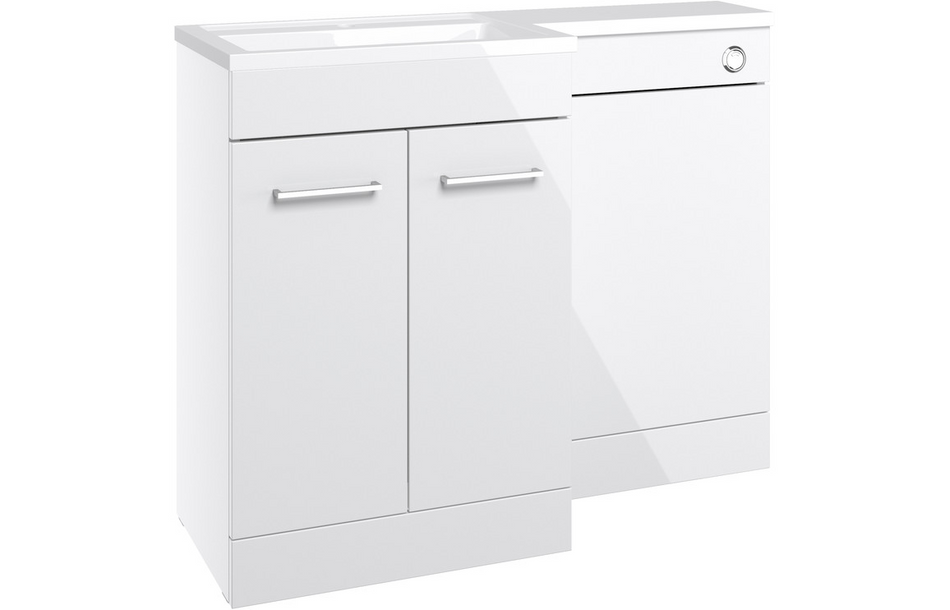 Opulent Vanessa 1000mm Floor Standing L-Shape Pack and Basin (LH) - White Gloss (OBC111675)