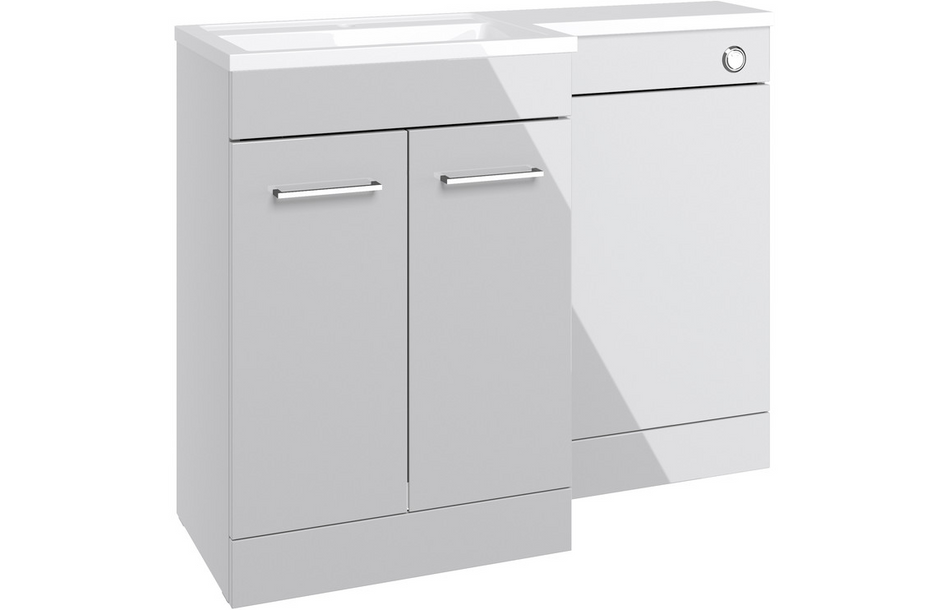 Opulent Vanessa 1000mm Floor Standing L-Shape Pack and Basin (RH) - Grey Gloss (OBC111679)