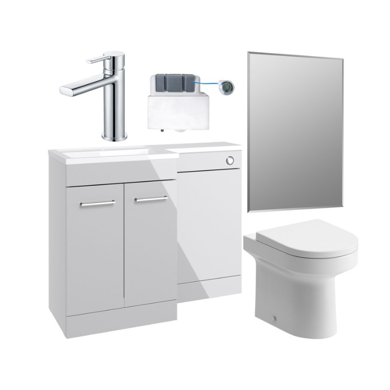 Opulent Vanessa 1000mm Furniture and Back to Wall WC Pack - Grey Gloss - Right Hand (OBC111616)