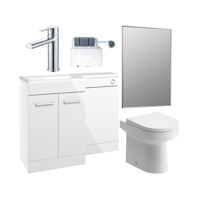 Opulent Vanessa 1000mm Furniture and Back to Wall WC Pack - White Gloss - Right Hand (OBC111613)