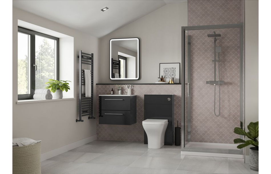 Opulent Vanessa 350mm Floor Standing 2 Door Tall Unit - Anthracite Gloss (OBC103605)