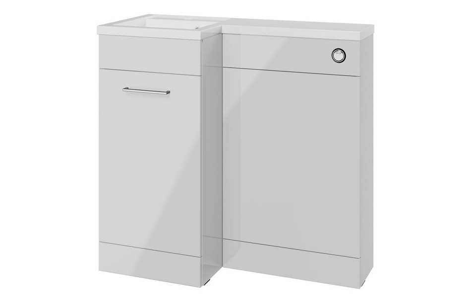 Opulent Vanessa 900mm Floor Standing L-Shape Pack and Basin (LH) - Grey Gloss (OBC111690)