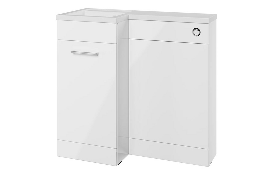 Opulent Vanessa 900mm Floor Standing L-Shape Pack and Basin (LH) - White Gloss (OBC111687)