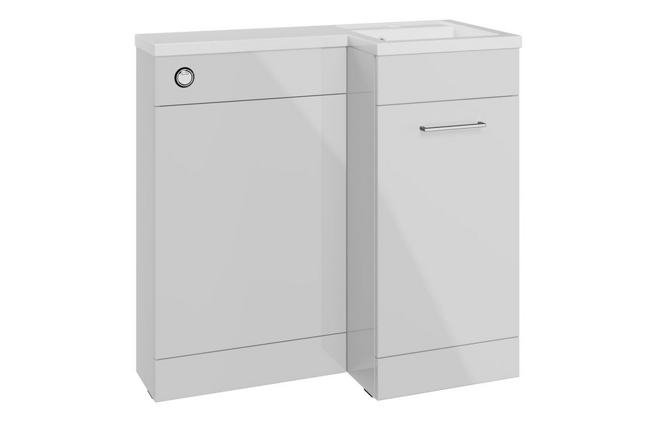 Opulent Vanessa 900mm Floor Standing L-Shape Pack and Basin (RH) - Grey Gloss (OBC111691)