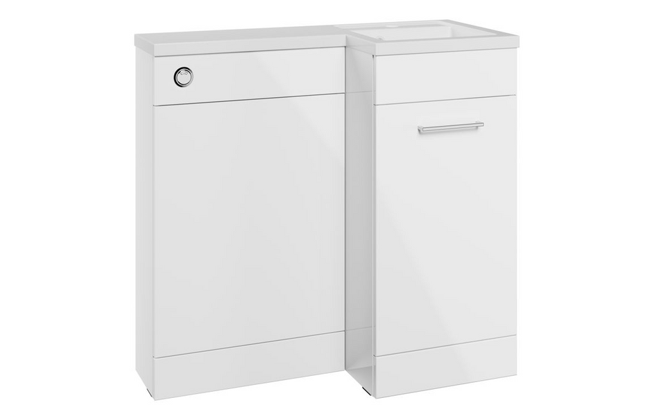 Opulent Vanessa 900mm Floor Standing L-Shape Pack and Basin (RH) - White Gloss (OBC111688)
