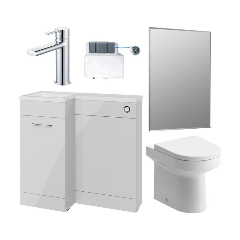 Opulent Vanessa 900mm Furniture and Back to Wall WC Pack - Grey Gloss - Left Hand (OBC111627)