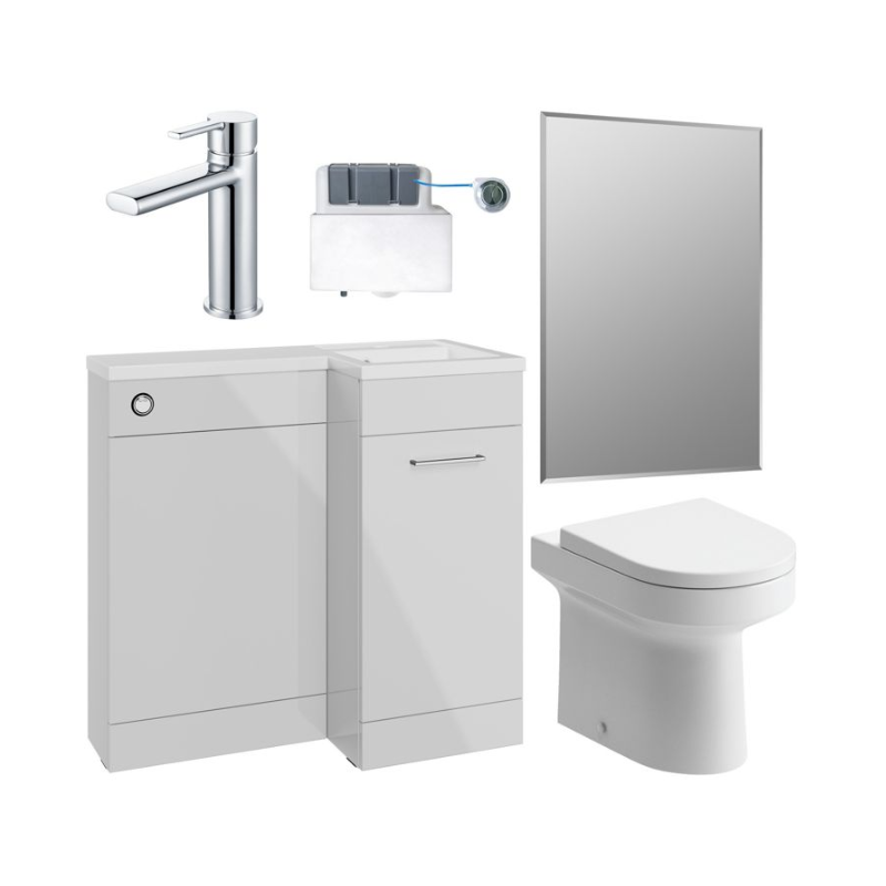 Opulent Vanessa 900mm Furniture and Back to Wall WC Pack - Grey Gloss - Right Hand (OBC111628)